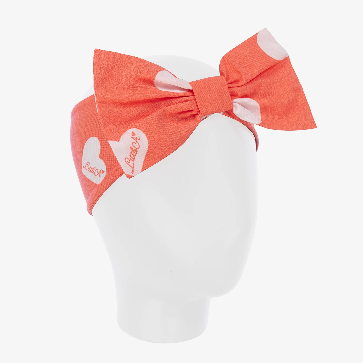 A Dee Girls Coral Pink Polka Dot Headband 2 A Dee Girls Coral Pink Polka Dot Headband - Image 2