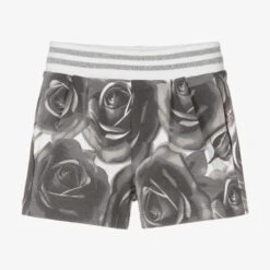 A Dee Girls Grey & White Floral Cotton Shorts