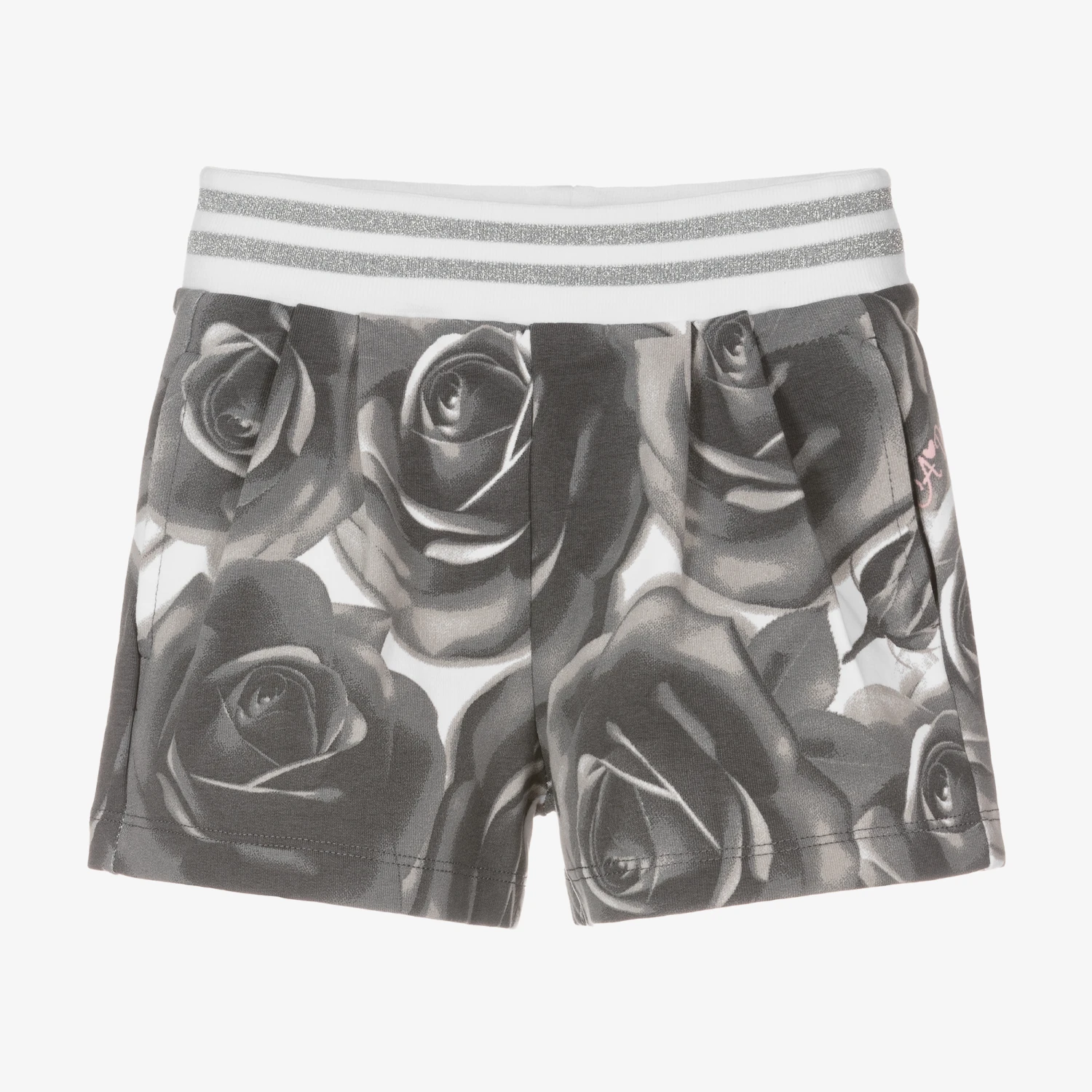 A Dee Girls Grey & White Floral Cotton Shorts 1 A Dee Girls Grey & White Floral Cotton Shorts