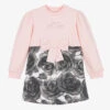 A Dee Girls Pink & Grey Floral Cotton Dress
