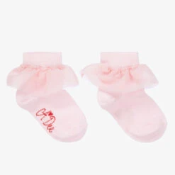 A Dee Girls Pink Tulle Ruffle Socks