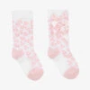 A Dee Girls White & Pink Heart Bow Socks