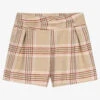 Abel & Lula Girls Beige Check Wool Shorts