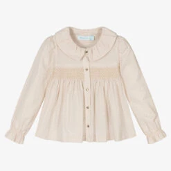Abel & Lula Girls Beige Cotton Blouse
