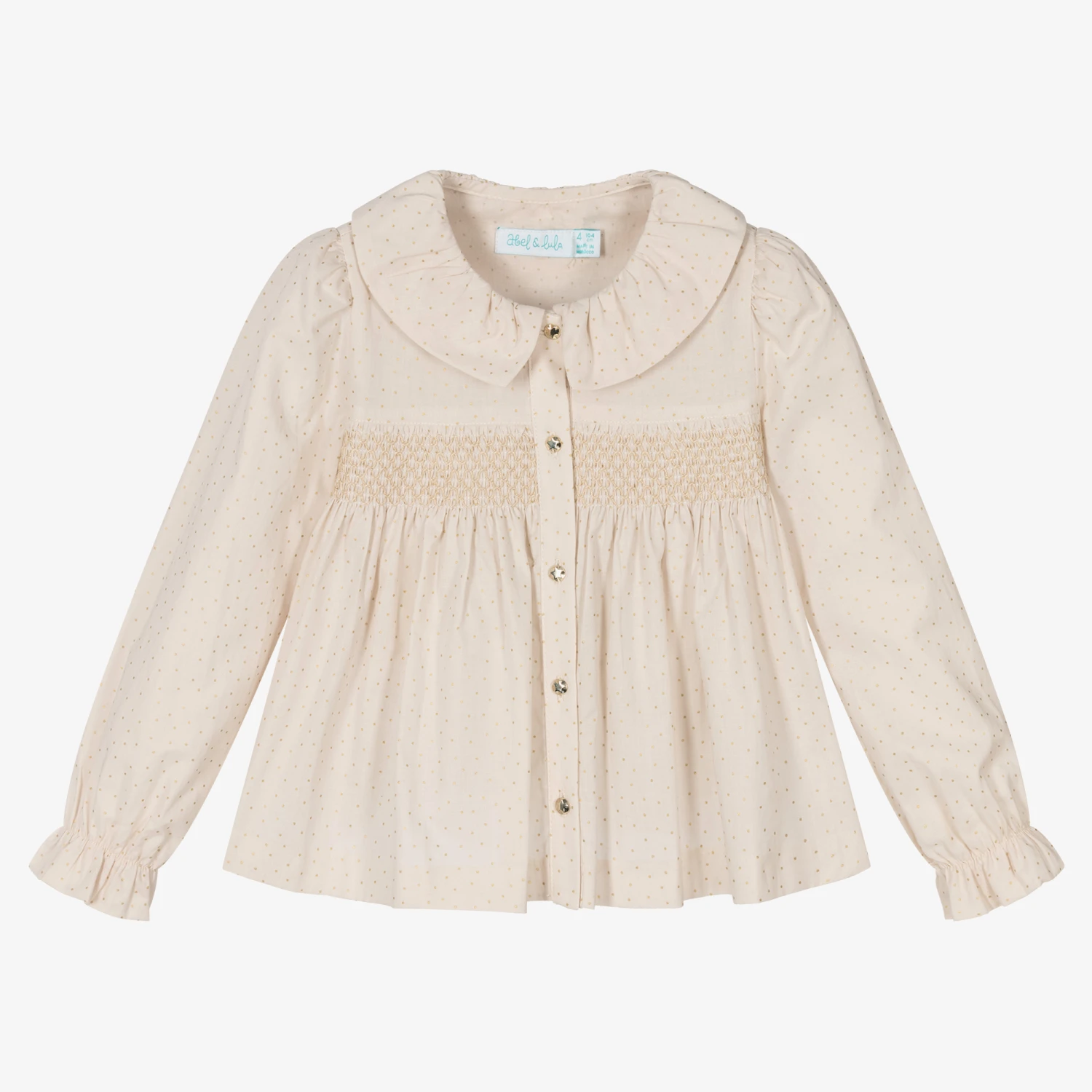 Abel & Lula Girls Beige Cotton Blouse 1 Abel & Lula Girls Beige Cotton Blouse