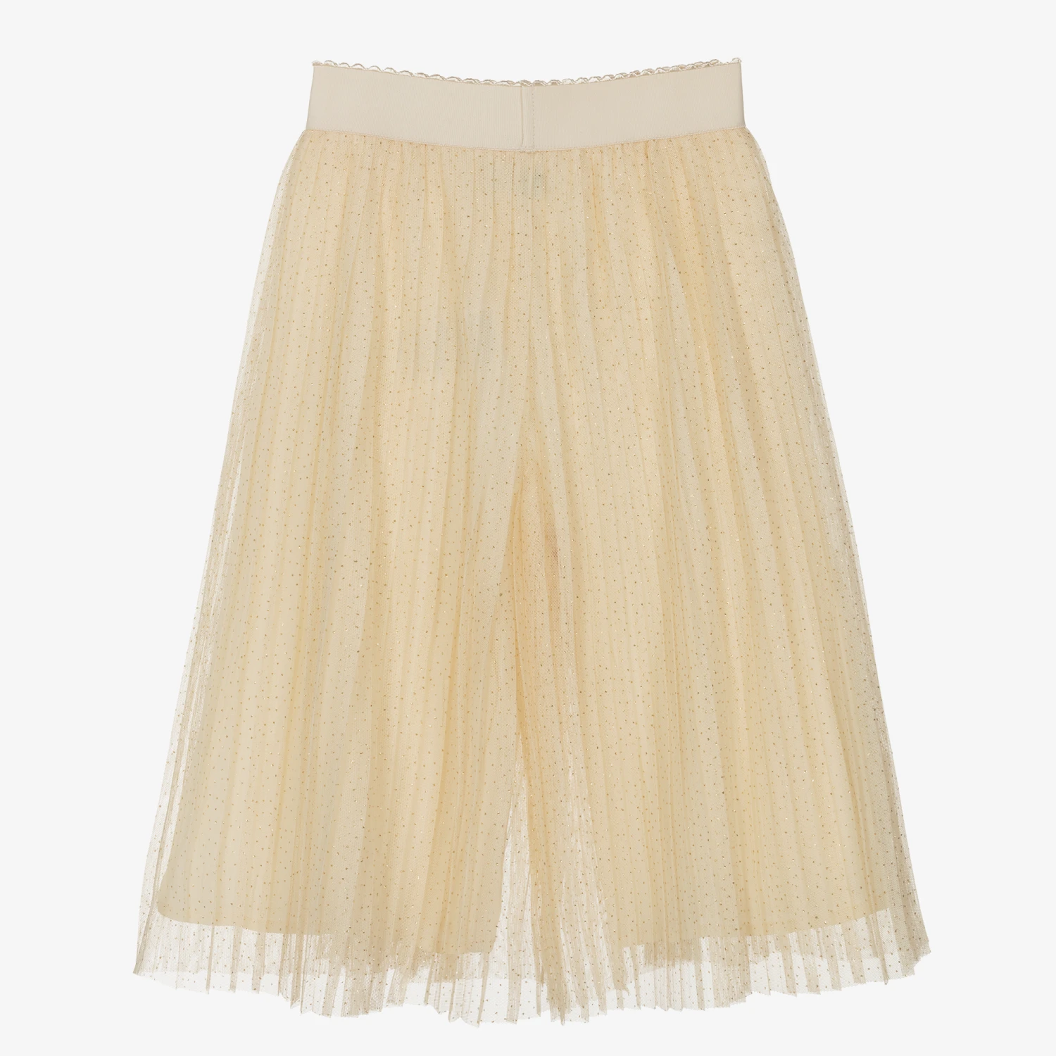 Abel & Lula Girls Beige Pleated Tulle Culottes 2 Abel & Lula Girls Beige Pleated Tulle Culottes - Image 2