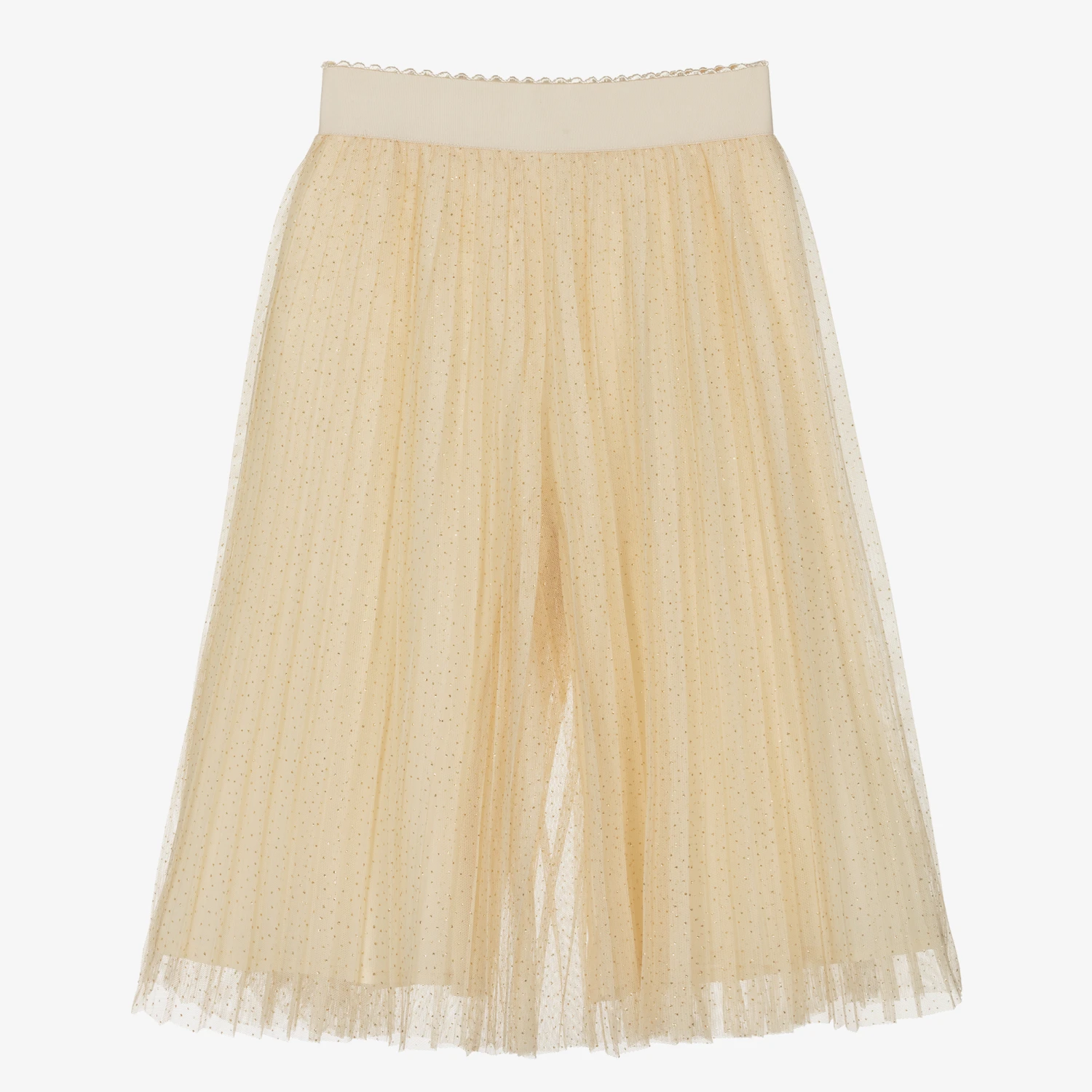 Abel & Lula Girls Beige Pleated Tulle Culottes 1 Abel & Lula Girls Beige Pleated Tulle Culottes