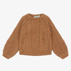 Abel & Lula Girls Brown Knitted Sweater