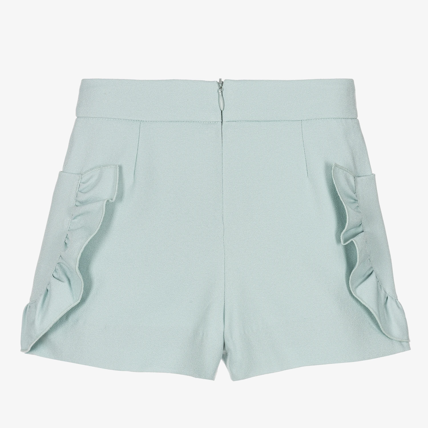 Abel & Lula Girls Green Crêpe Ruffle Shorts 2 Abel & Lula Girls Green Crêpe Ruffle Shorts - Image 2