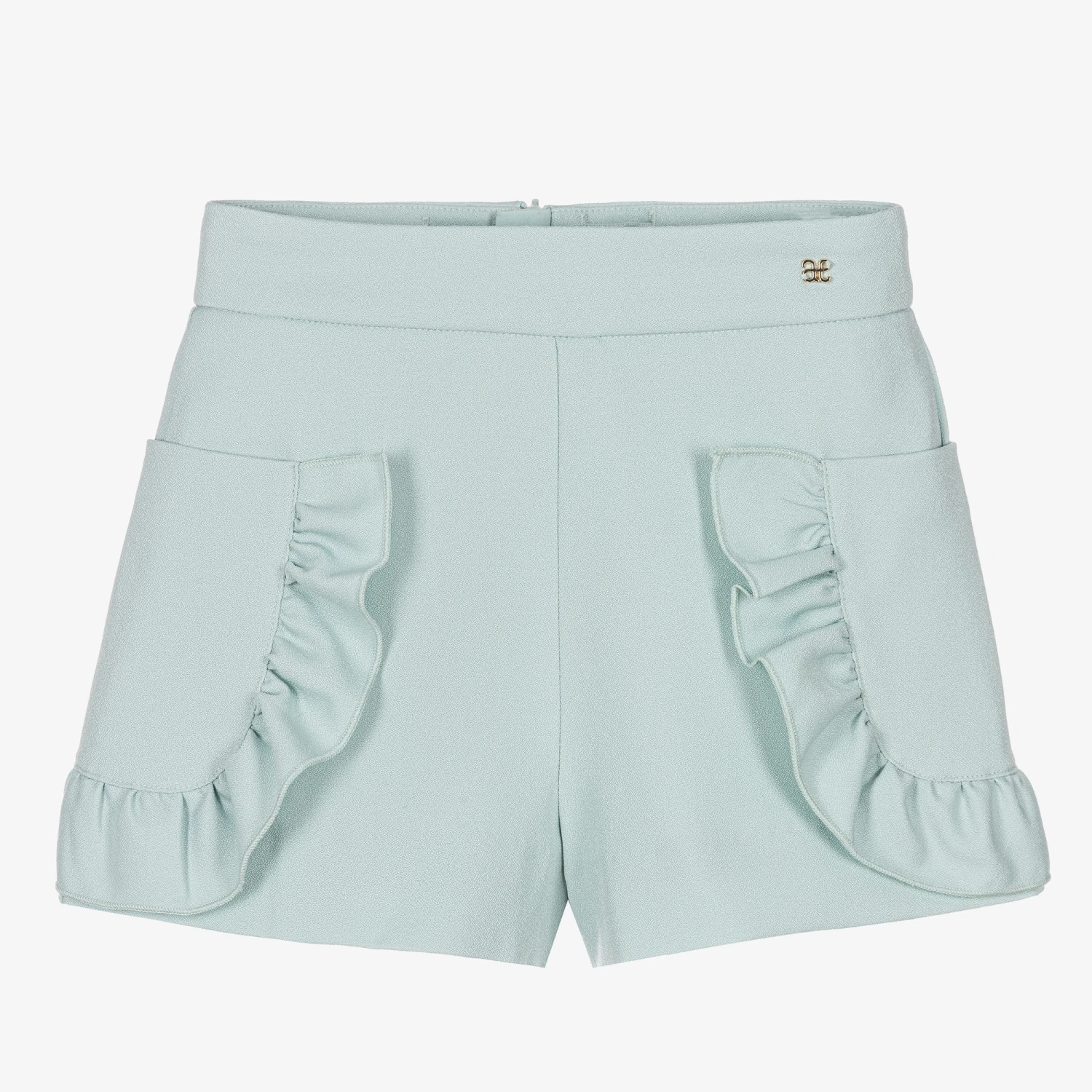 Abel & Lula Girls Green Crêpe Ruffle Shorts 1 Abel & Lula Girls Green Crêpe Ruffle Shorts