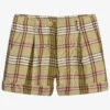 Abel & Lula Girls Green Wool Check Shorts