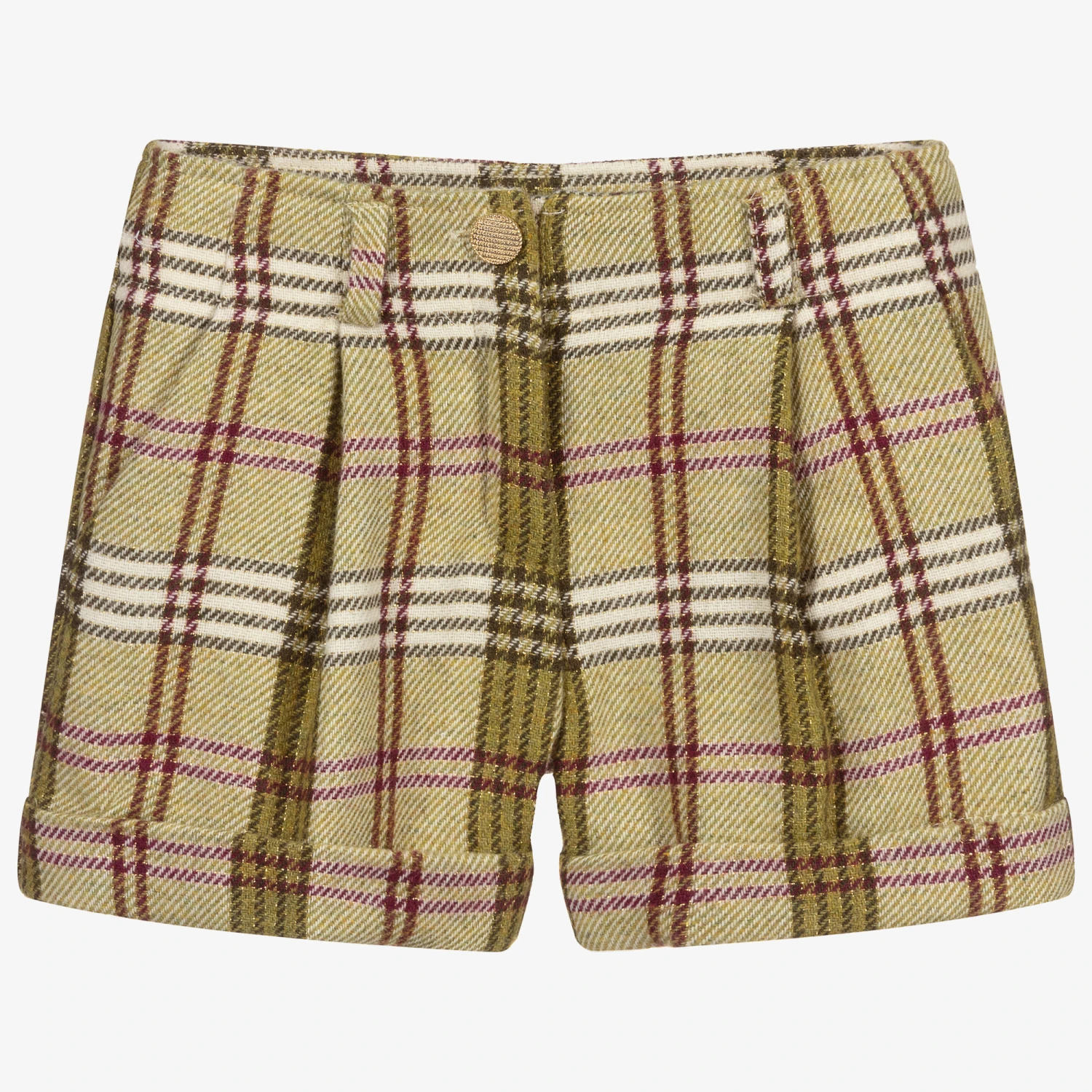 Abel & Lula Girls Green Wool Check Shorts 1 Abel & Lula Girls Green Wool Check Shorts