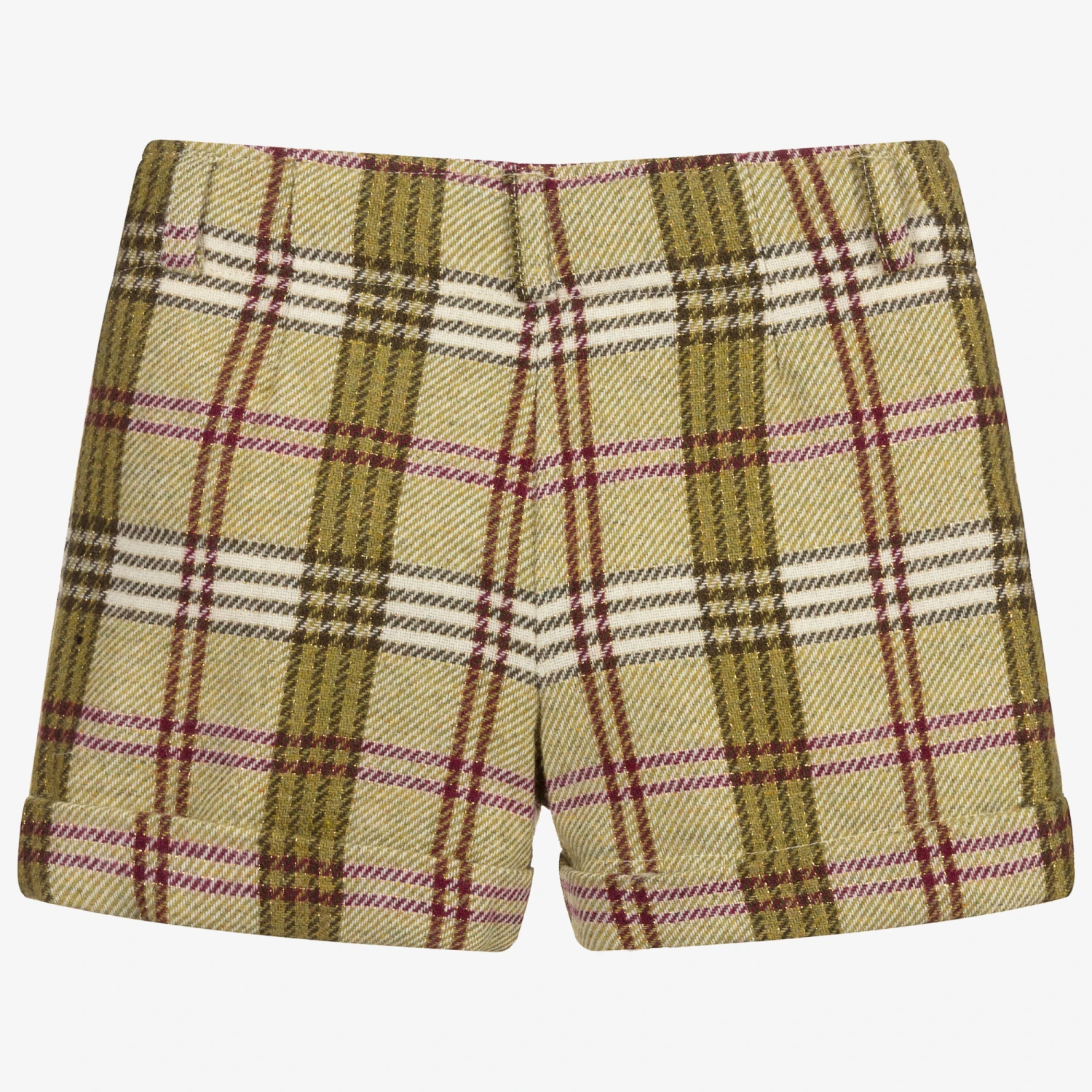 Abel & Lula Girls Green Wool Check Shorts 2 Abel & Lula Girls Green Wool Check Shorts - Image 2