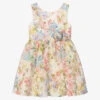 Abel & Lula Girls Ivory & Pink Floral Linen Dress