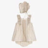 Abuela Tata Girls Beige Cotton Striped Dress Set