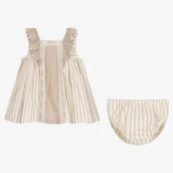 Abuela Tata Girls Beige Cotton Striped Dress Set -Deals Whimsy Collection Store abuela tata girls beige cotton striped dress set 486200 e1ced5852df9405341386e50985ee905be671a91