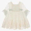 Abuela Tata Girls Ivory & Green Floral Tulle Dress