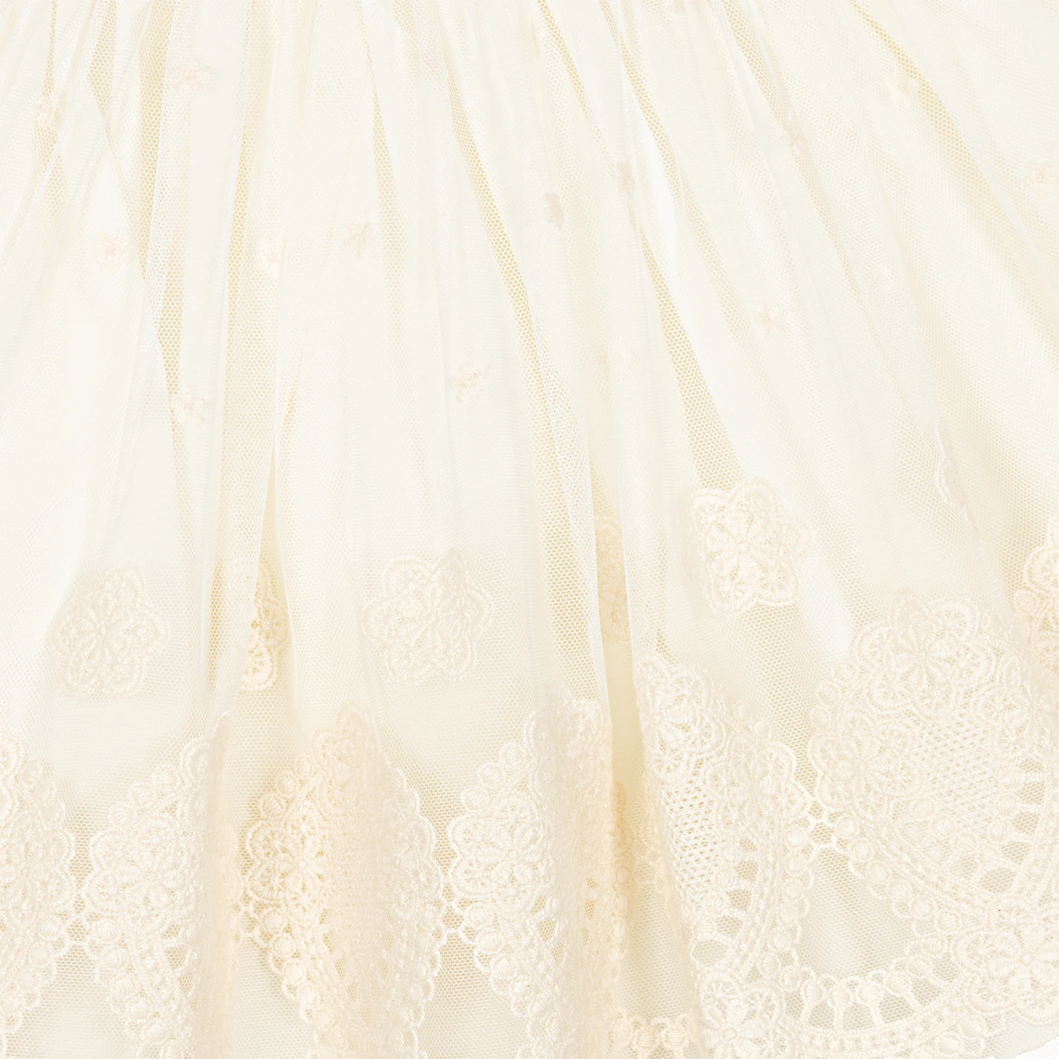 Abuela Tata Girls Ivory & Green Floral Tulle Dress 4 Abuela Tata Girls Ivory & Green Floral Tulle Dress - Image 4