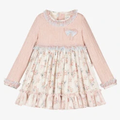Abuela Tata Girls Pink Floral Knit Dress