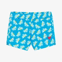 Agatha Ruiz De La Prada Girls Blue Cotton Flower Print Shorts