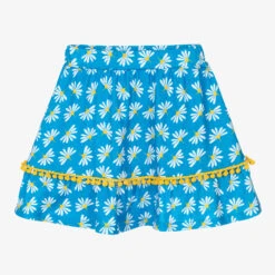 Agatha Ruiz De La Prada Girls Blue Floral Cotton Skirt