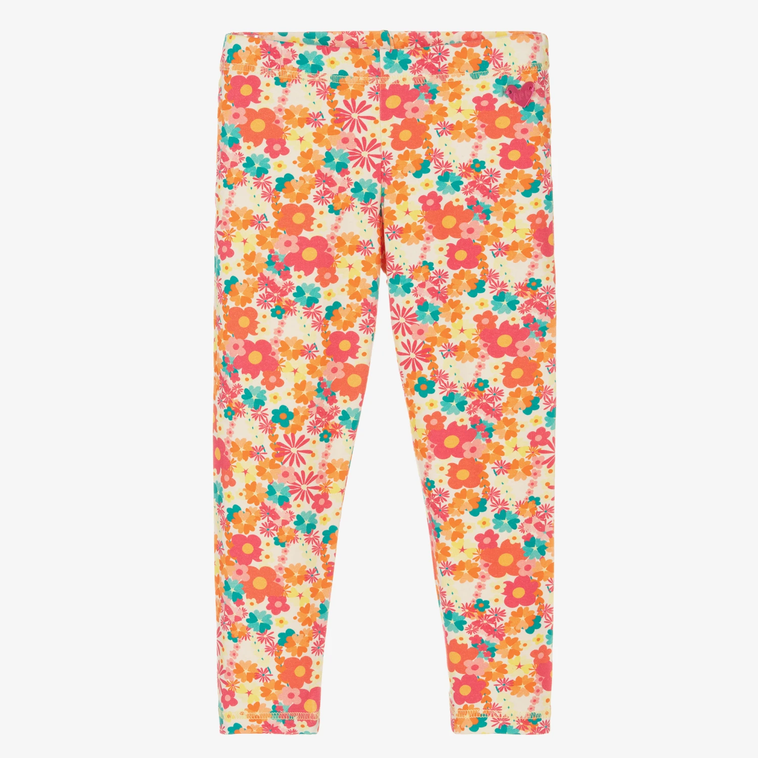 Agatha Ruiz De La Prada Girls Orange Floral Print Leggings 1 Agatha Ruiz De La Prada Girls Orange Floral Print Leggings