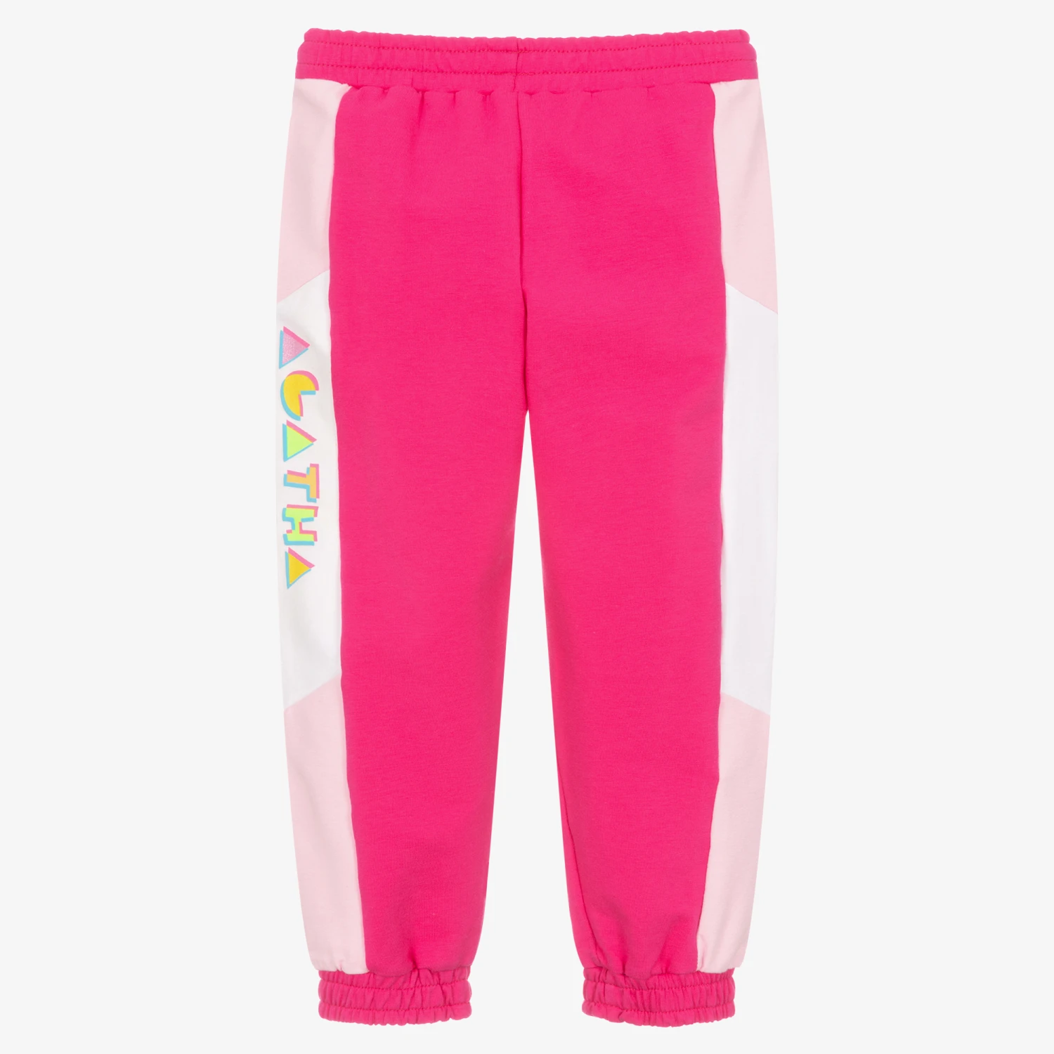 Agatha Ruiz De La Prada Girls Pink Colourblock Cotton Joggers 2 Agatha Ruiz De La Prada Girls Pink Colourblock Cotton Joggers - Image 2