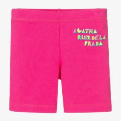 Agatha Ruiz De La Prada Girls Pink Cotton Logo Shorts