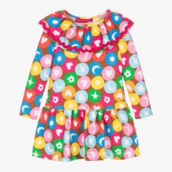 Agatha Ruiz De La Prada Girls Pink Cotton Shapes Dress