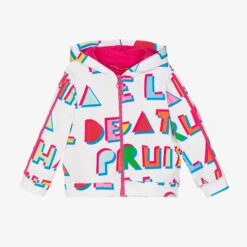 Agatha Ruiz De La Prada Girls White & Colourful Logo Zip-Up Hoodie