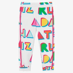 Agatha Ruiz De La Prada Girls White Cotton Logo Joggers