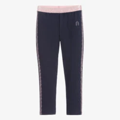 AIGNER Blue Cotton Logo Leggings