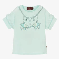 AIGNER Girls Blue Elephant Print Logo T-Shirt