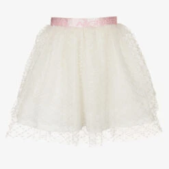 AIGNER Girls Ivory Tulle Logo Skirt