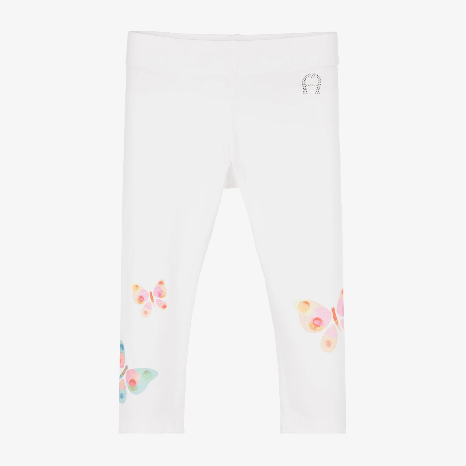 AIGNER Girls White Cotton Butterfly Leggings 1 AIGNER Girls White Cotton Butterfly Leggings