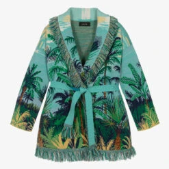 Alanui Blue & Green Tropical Wool Icon Cardigan