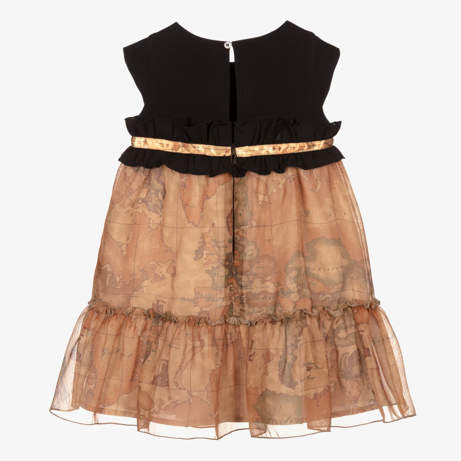 Alviero Martini Black Geo Map Chiffon Dress 2 Alviero Martini Black Geo Map Chiffon Dress - Image 2