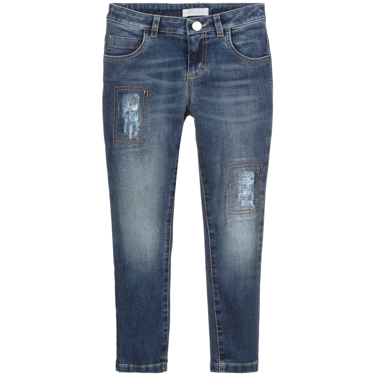 Alviero Martini Girls Blue Geo Map Jeans 1 Alviero Martini Girls Blue Geo Map Jeans
