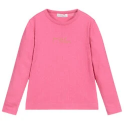 Alviero Martini Girls Pink Cotton Knit Sweater