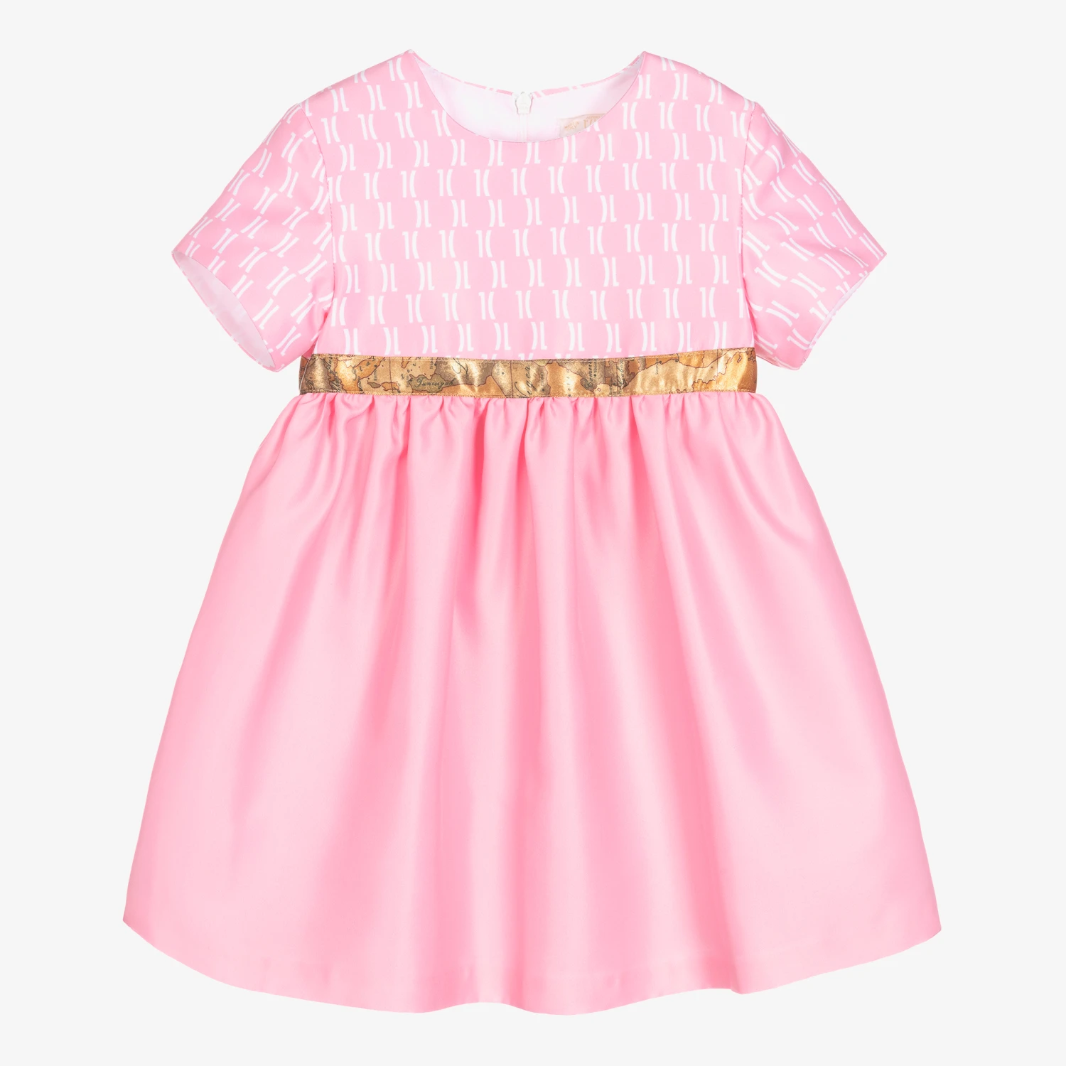 Alviero Martini Girls Pink Geo Map Dress 1 Alviero Martini Girls Pink Geo Map Dress