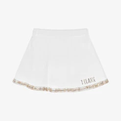 Alviero Martini Girls White Cotton Geo Map Skirt
