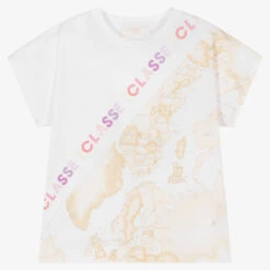 Alviero Martini Girls White Cotton Geo T-Shirt