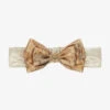 Alviero Martini Gold & Dark Beige Geo Map Bow Headband