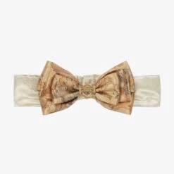 Alviero Martini Gold & Dark Beige Geo Map Bow Headband