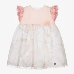 Alviero Martini Pink Geo Map Ruffle Dress