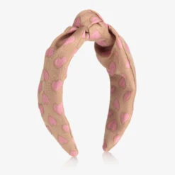 Angel's Face Girls Beige & Pink Heart Jacquard Hairband