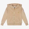 Angel's Face Girls Beige Velour Zip-up Top