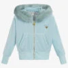 Angel's Face Girls Blue Velour Zip-Up Top
