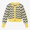 Angel's Face Girls Yellow & Blue Knitted Cotton Cardigan