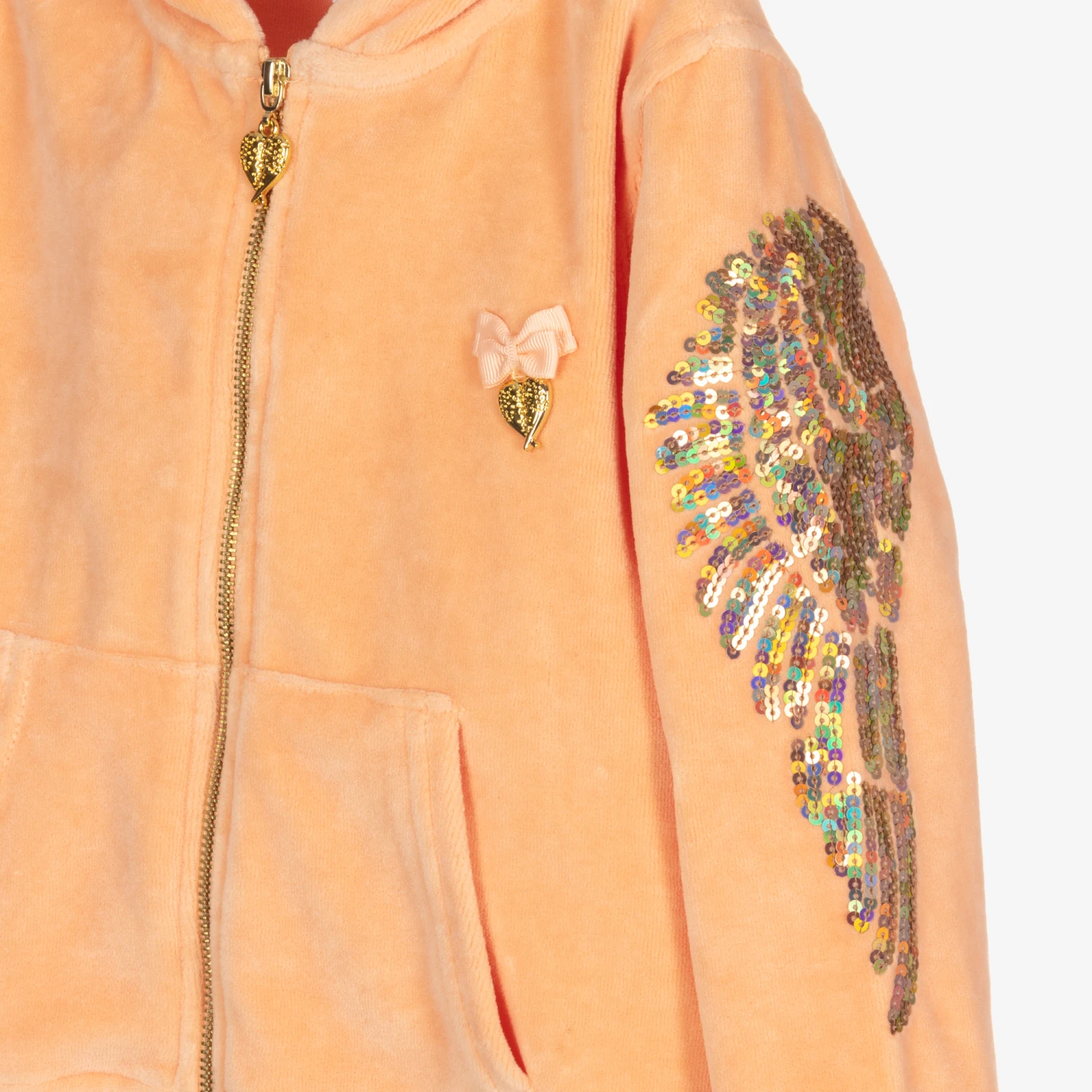 Angel's Face Orange Velour Wings Zip-Up Top 4 Angel's Face Orange Velour Wings Zip-Up Top - Image 4